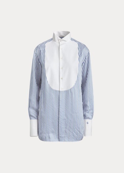 Camisa Ralph Lauren Mujer Azules Claro / Blancos - Damien Striped Satin - RDMLZ2739